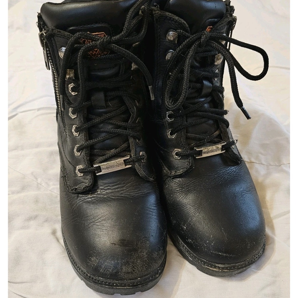 Milwaukee Leather Womens 9.5 Black Waterproof Leather Motorcycle Boots Zip